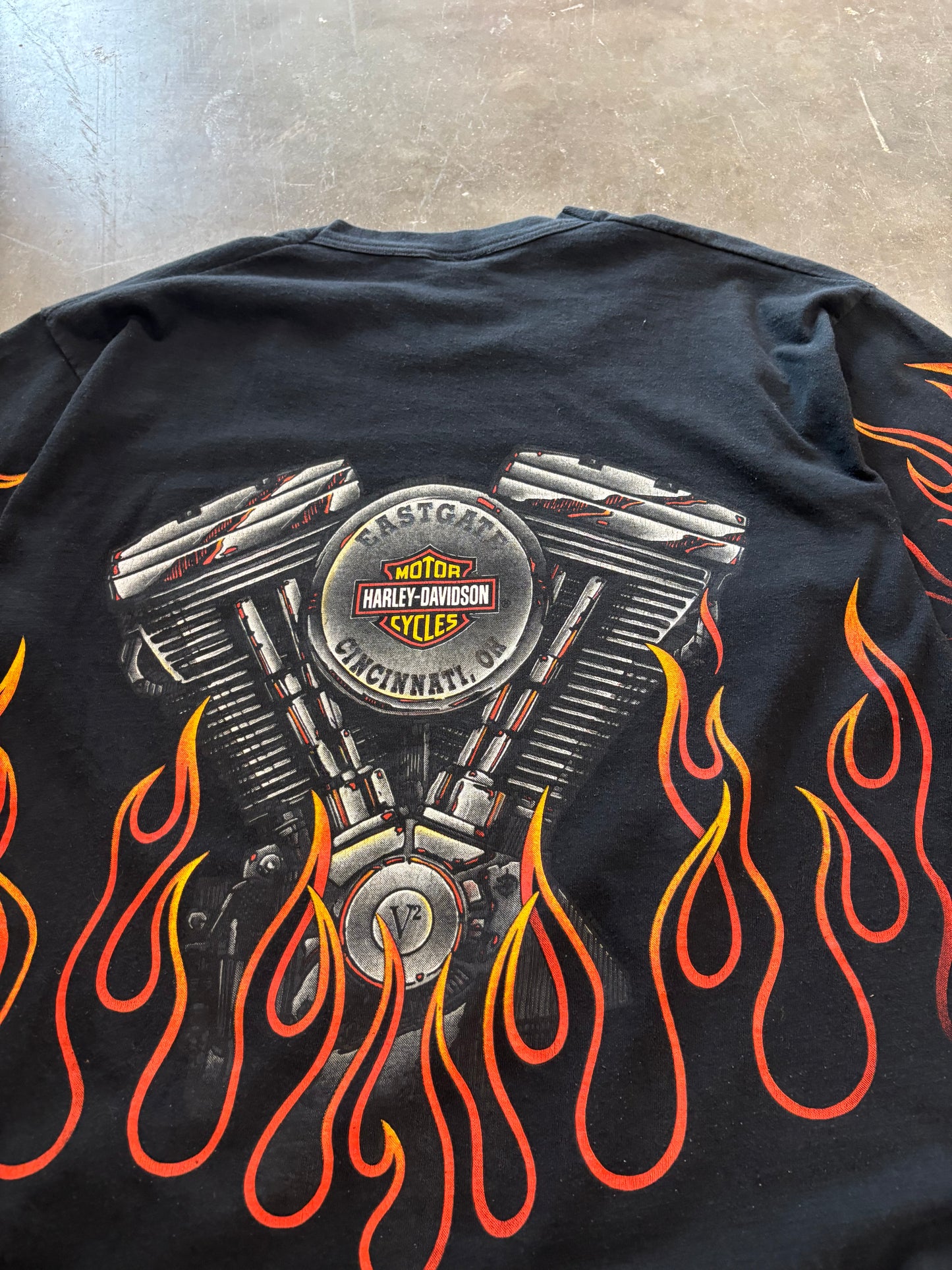 Vintage Harley Davidson Engine AOP size XL