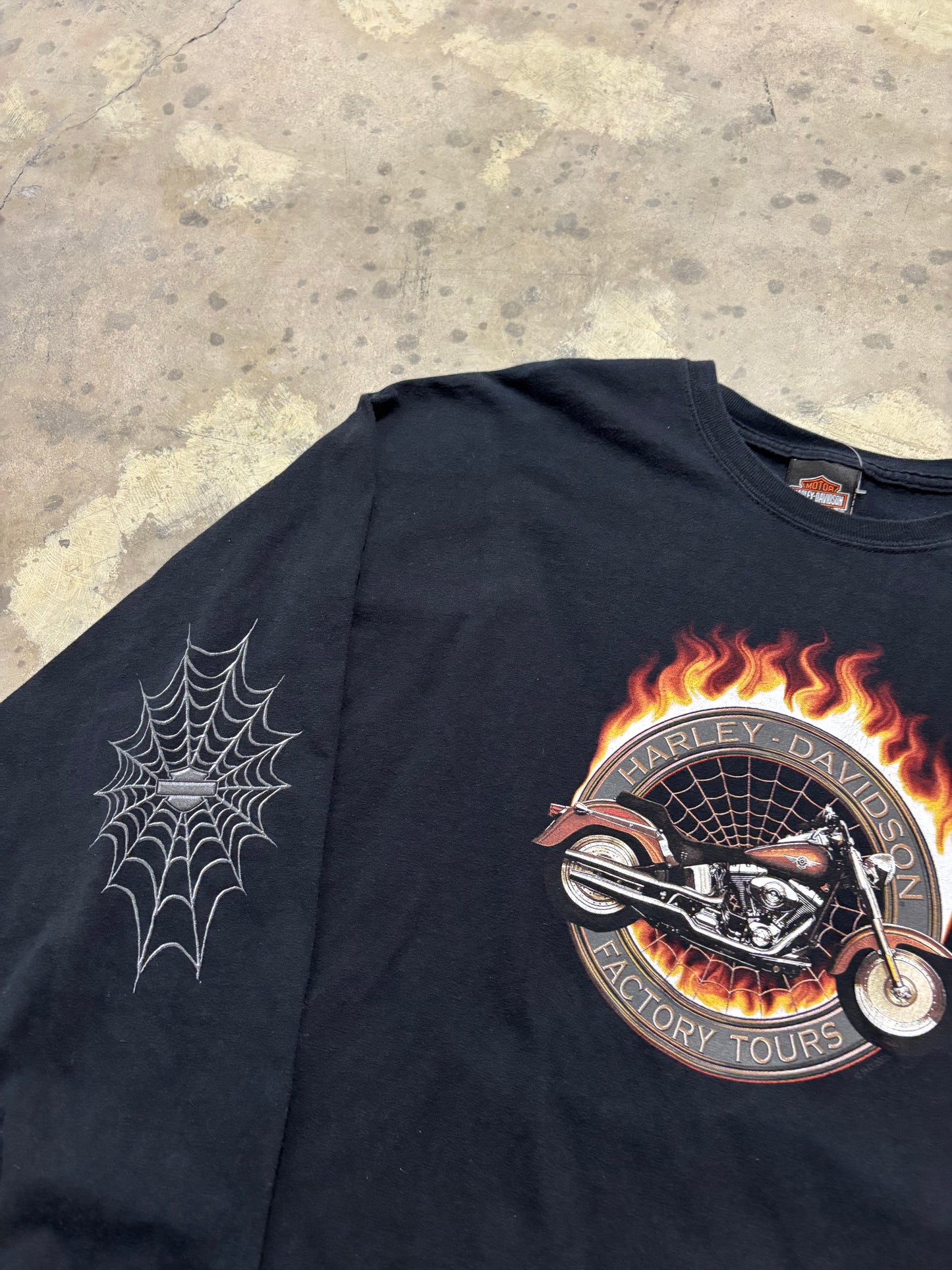 Vintage Harley Davidson budget spider web long sleeve shirt size XL
