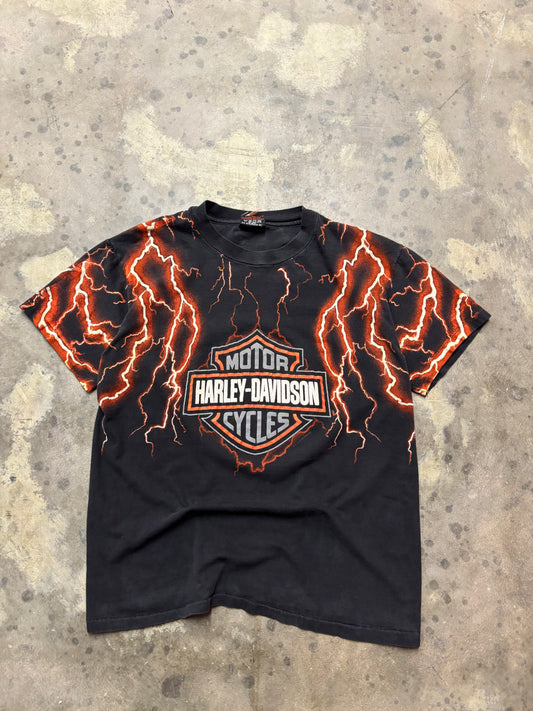 Vintage Harley Davidson orange lightening shirt size large