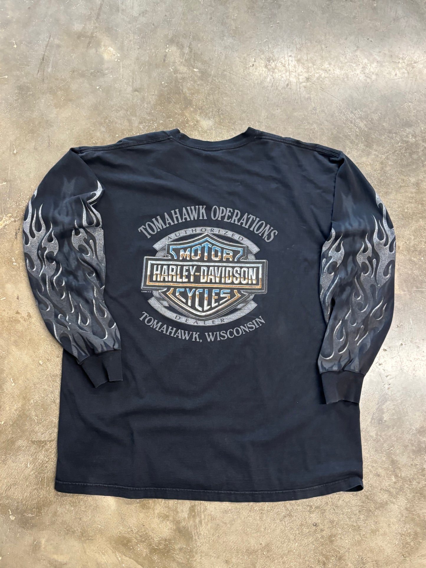 Vintage Harley Davidson Chrome Flame long sleeve size XXL