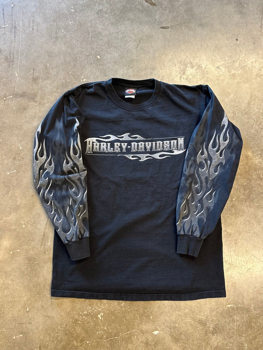 Vintage Harley Davidson Chrome flame long sleeve size large