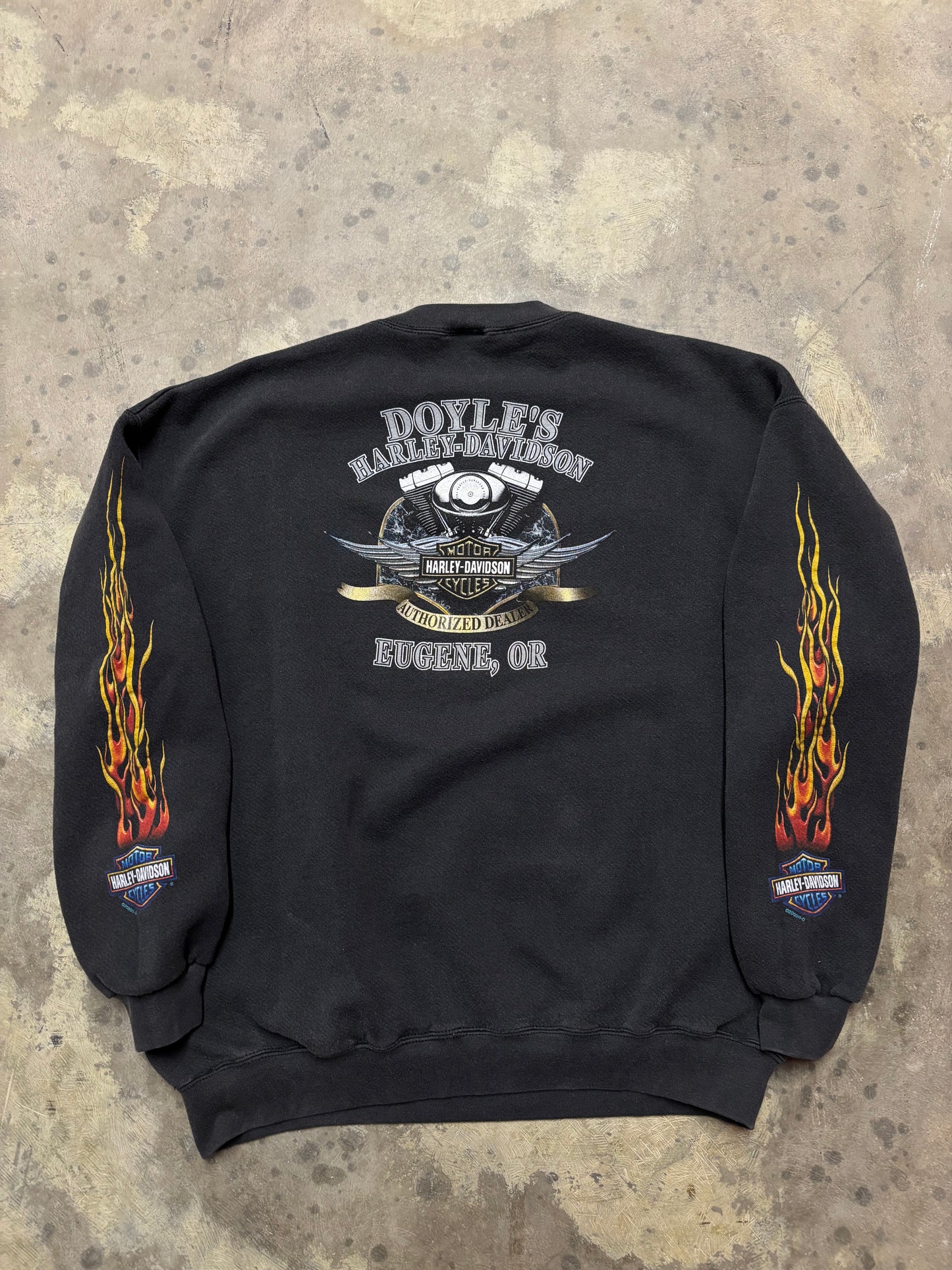 Vintage Harley Davidson flame sleeve Crewneck size XL