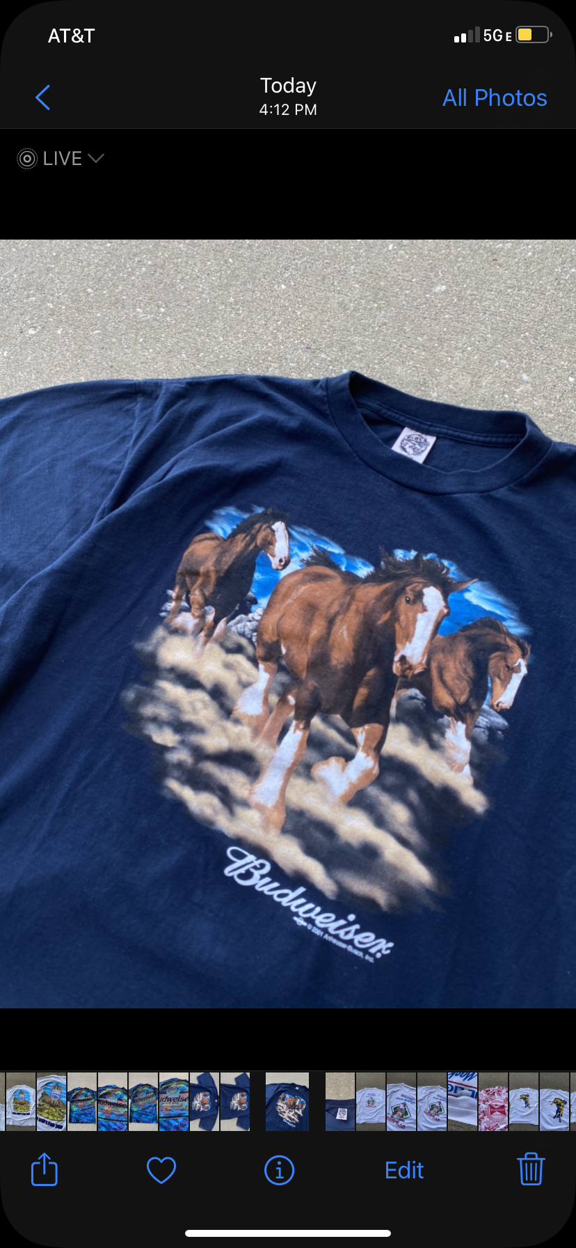 Vintage Budweiser Running Clydesdale shirt Size 3XL