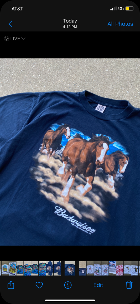 Vintage Budweiser Running Clydesdale shirt Size 3XL