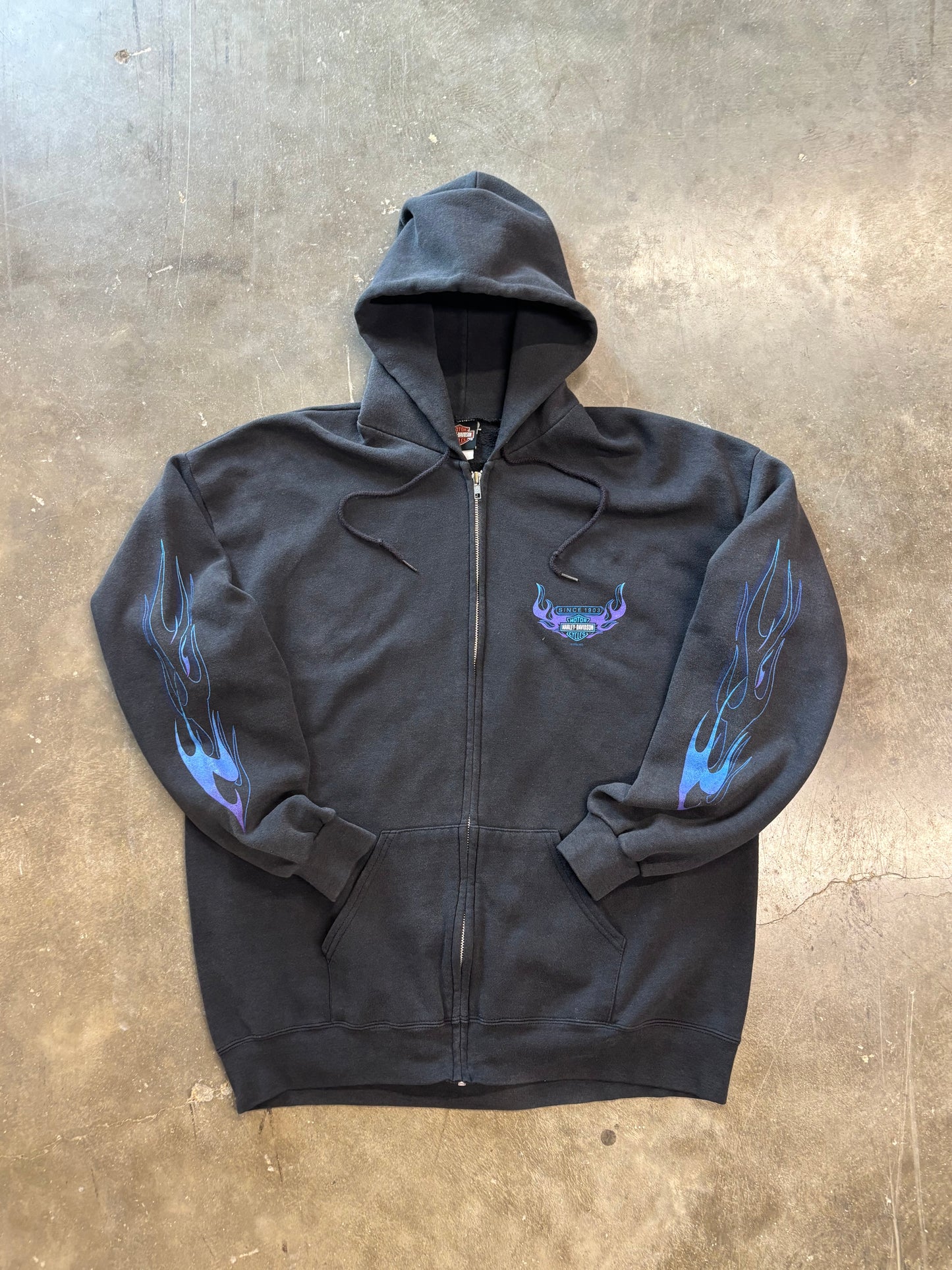 Vintage Harley Davidson Purple Flame zip up size XL