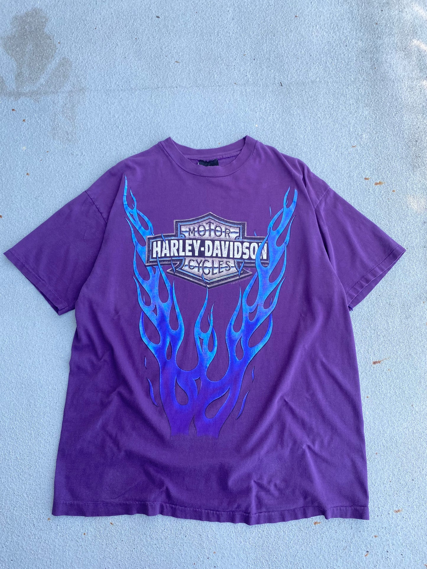 Vintage Harley Rising blue flame purple variant size XL