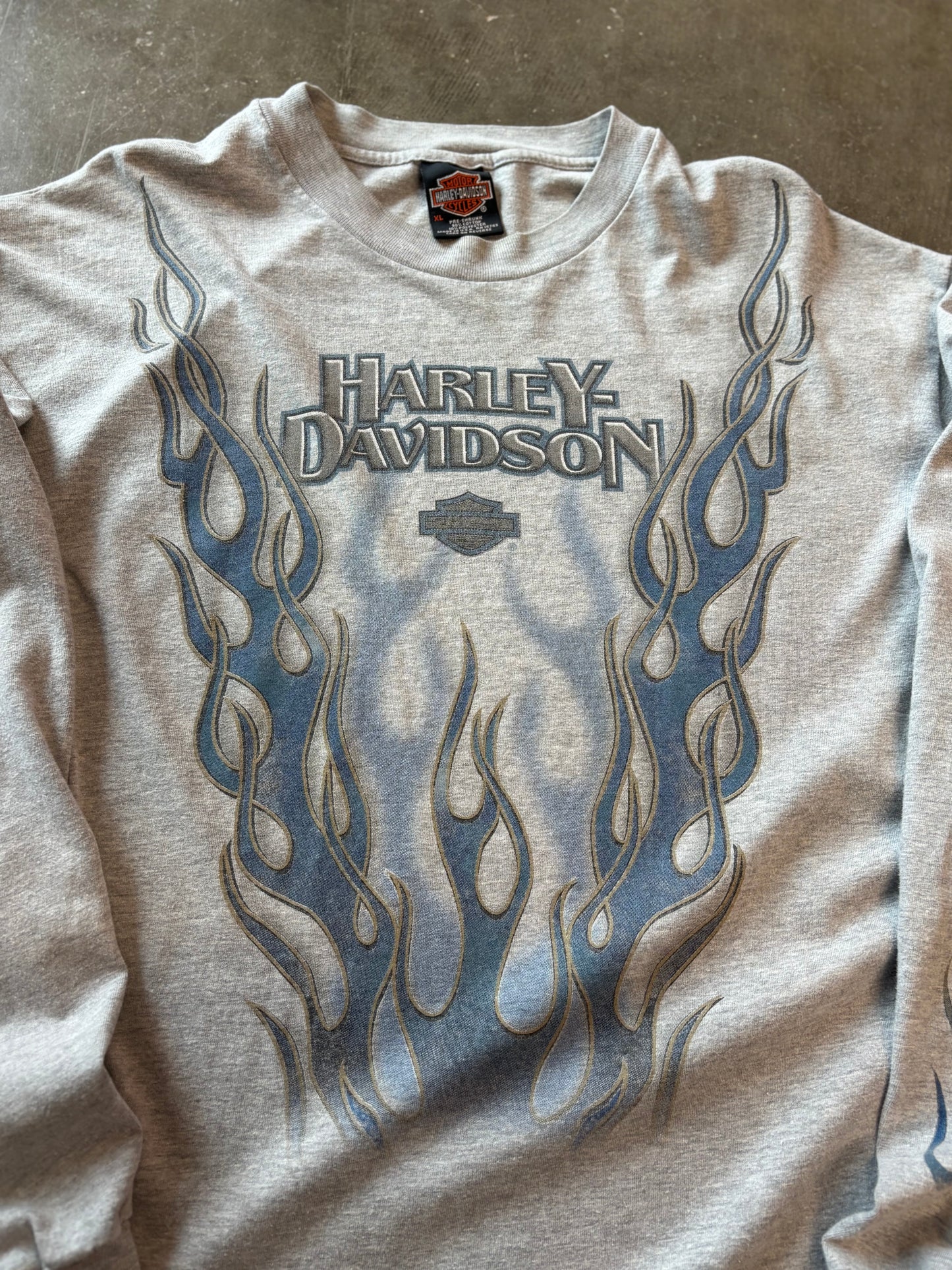 Vintage Harley Davidson Blue flame long sleeve size xl