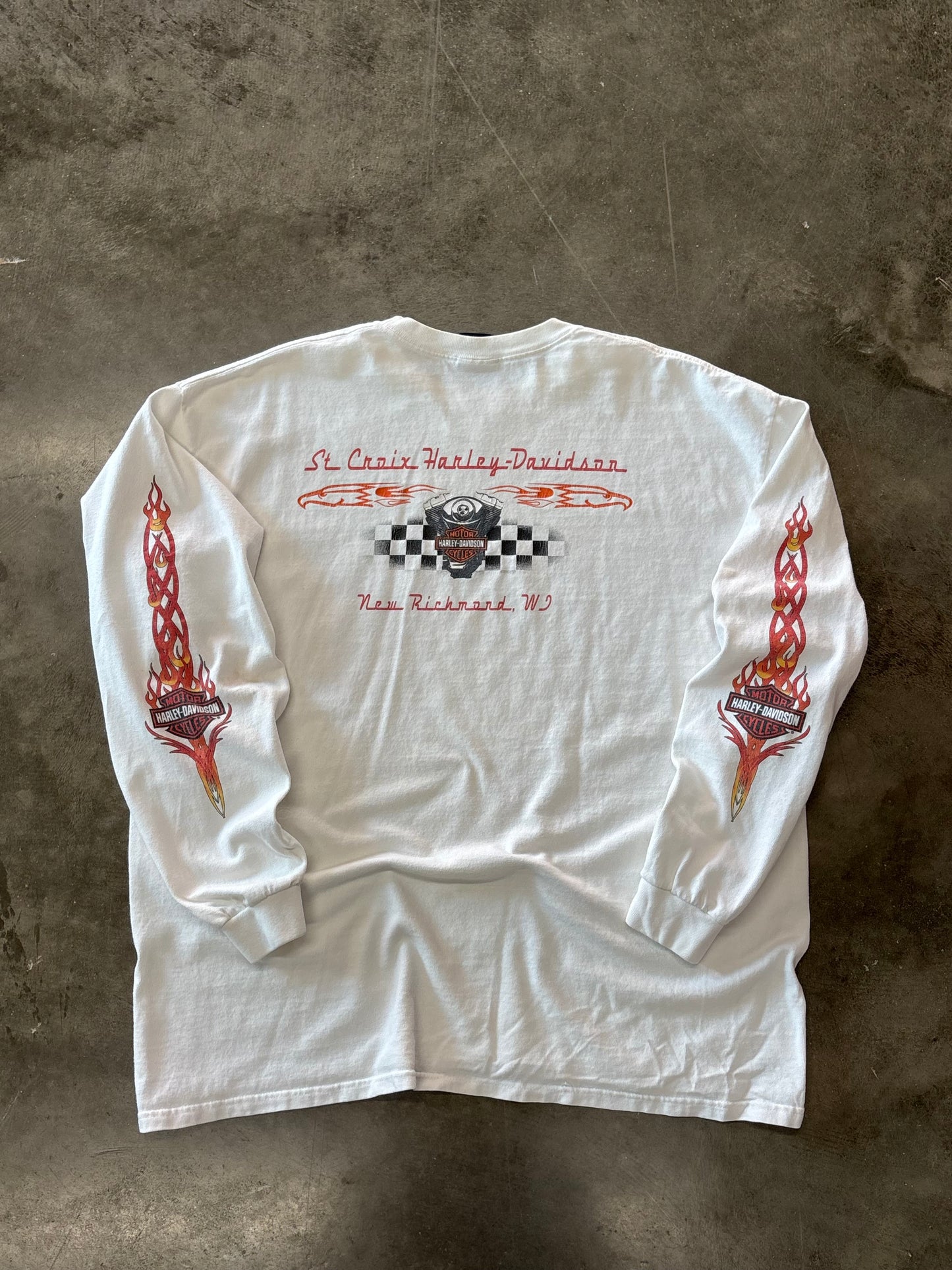 Vintage Harley Davidson White Flame long sleeve size xxl