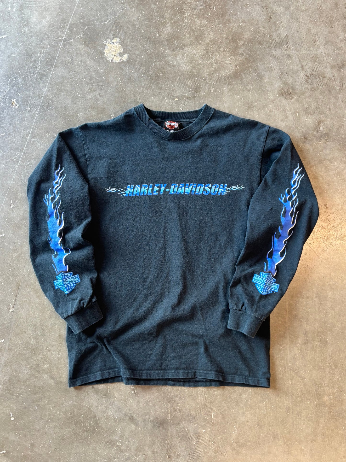 Vintage Harley Davidson blue flame long sleeve size medium