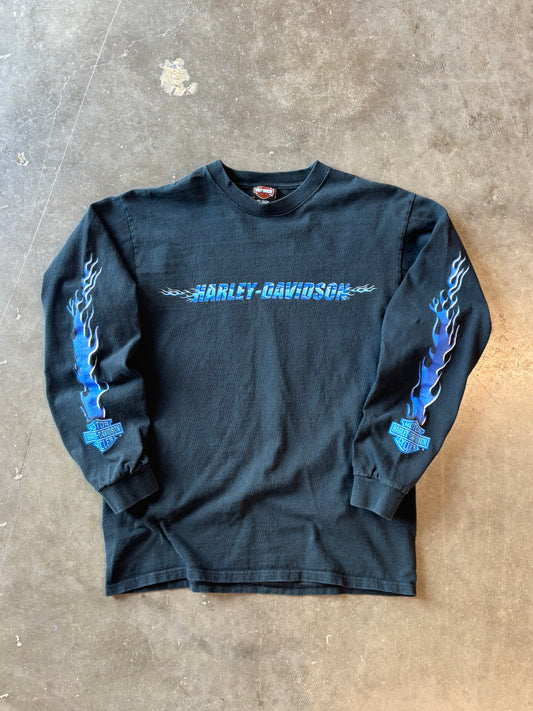 Vintage Harley Davidson blue flame long sleeve size medium