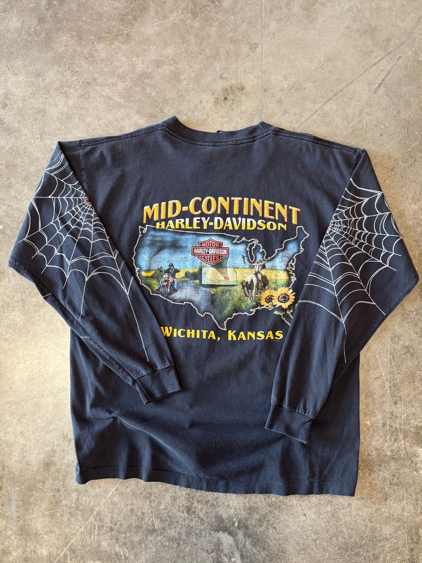 Vintage Harley Davidson Spider Web long sleeve size large
