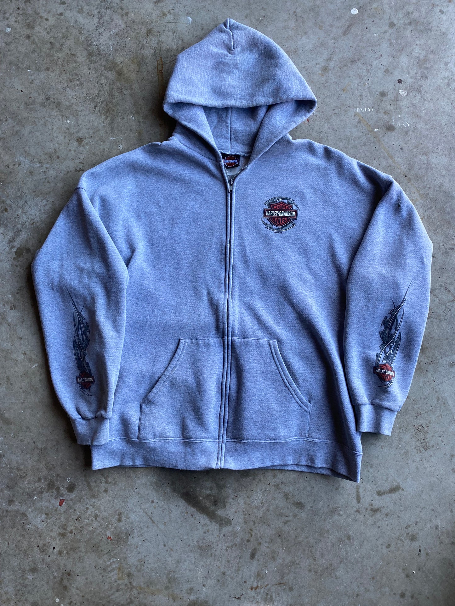 Vintage Harley Davidson Grey Zip Up Hoodie size XXXL