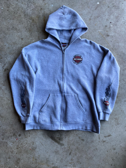 Vintage Harley Davidson Grey Zip Up Hoodie size XXXL