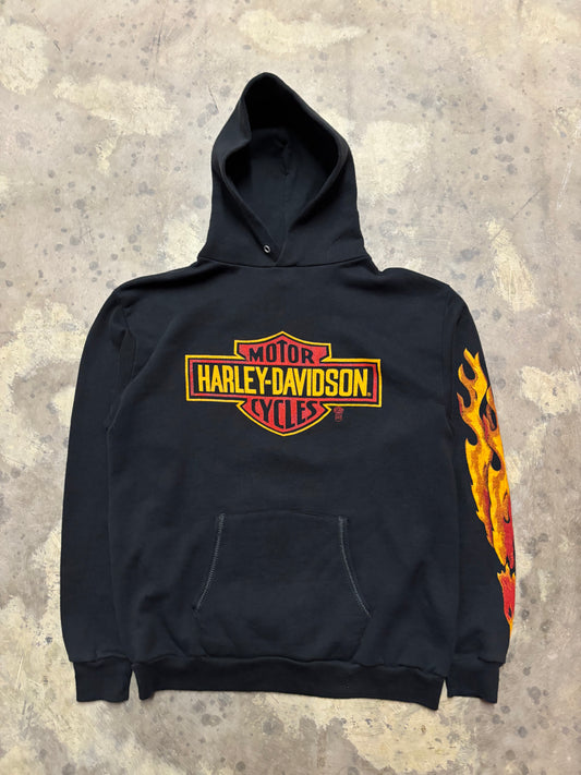 Vintage 80’s Harley Davidson flame sleeve hoodie XL
