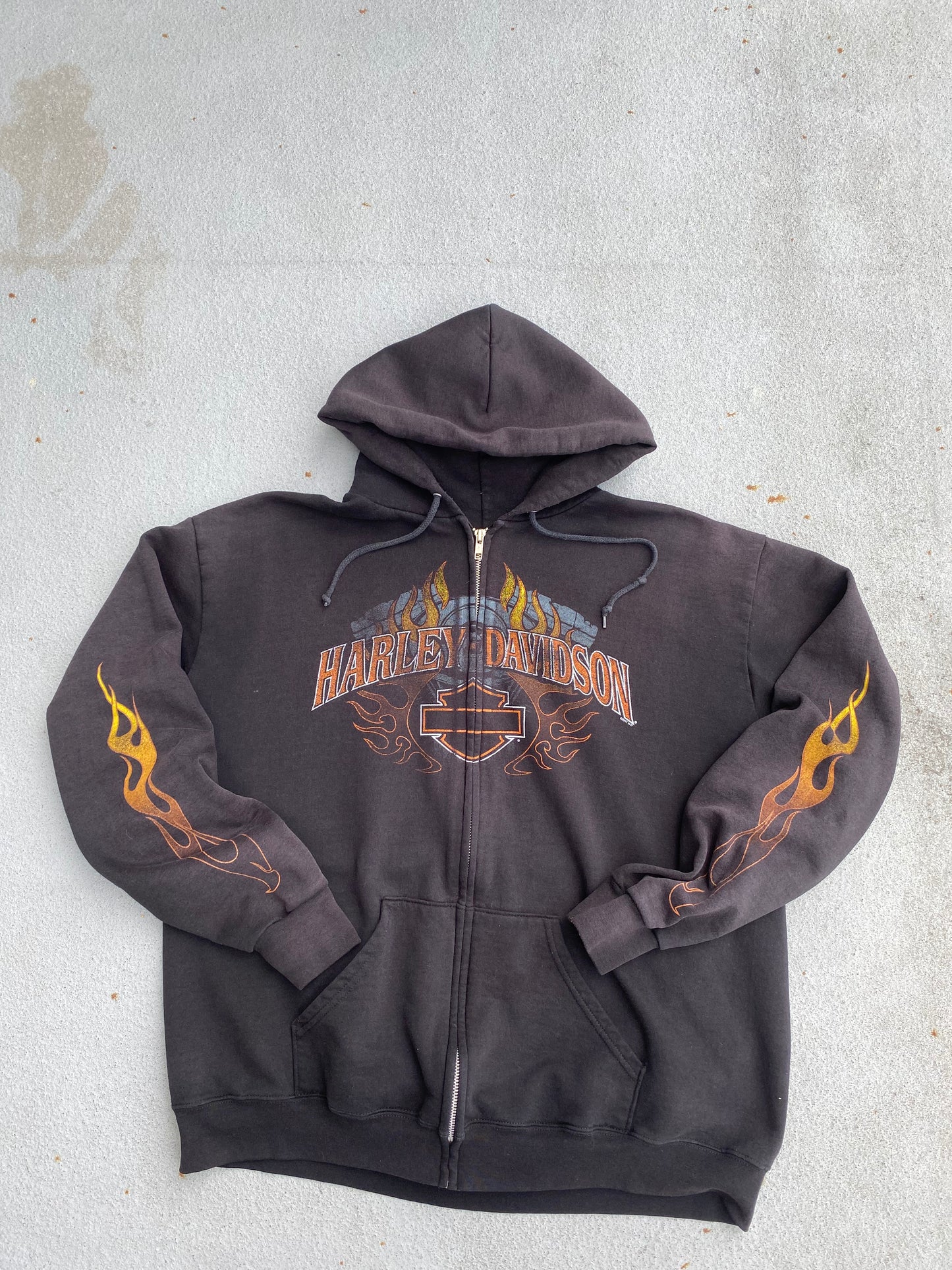 Harley Davidson Flame Zip Up Hoodie Size Large