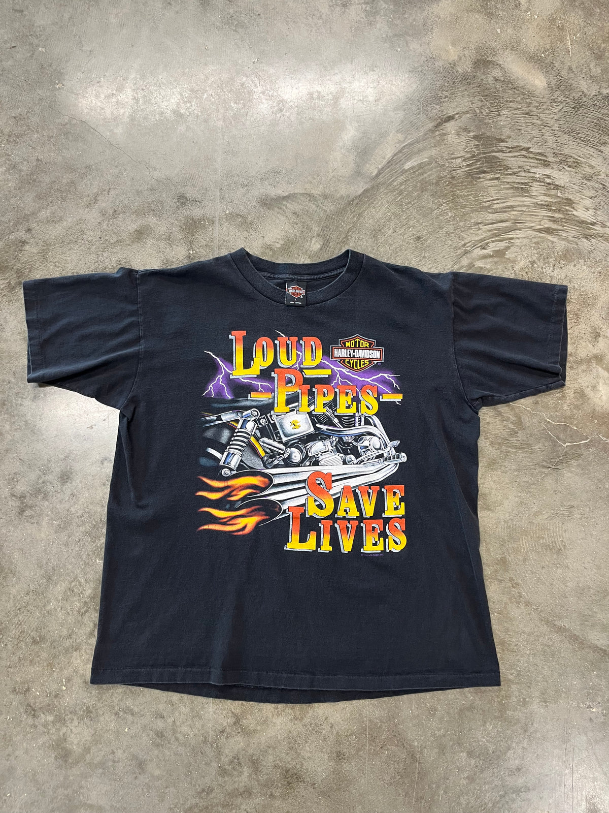 Vintage Harley Davidson loud pipes save lives shirt size large