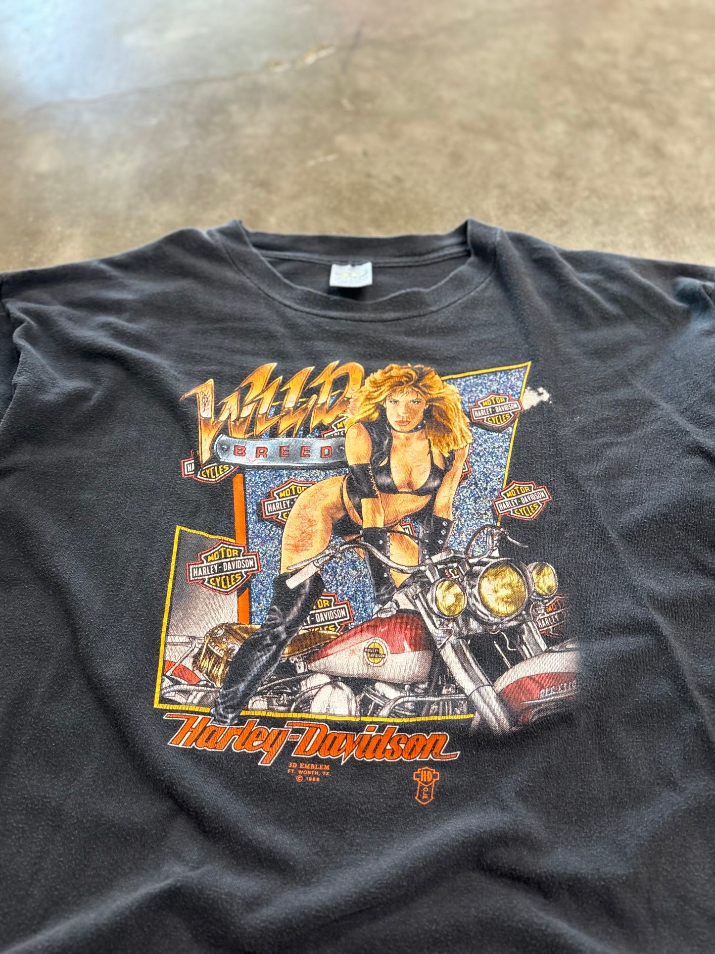 Vintage Harley Davidson 3D Emblem Wild Breed shirt size xl