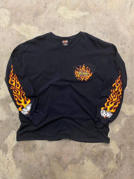 Vintage Harley Davidson Flaming dice long sleeve size extra large