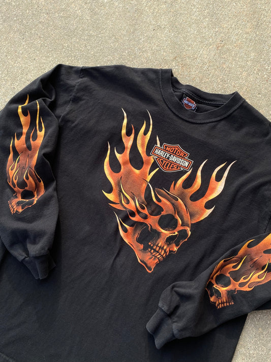 Harley Davidson Skull flames Size XL