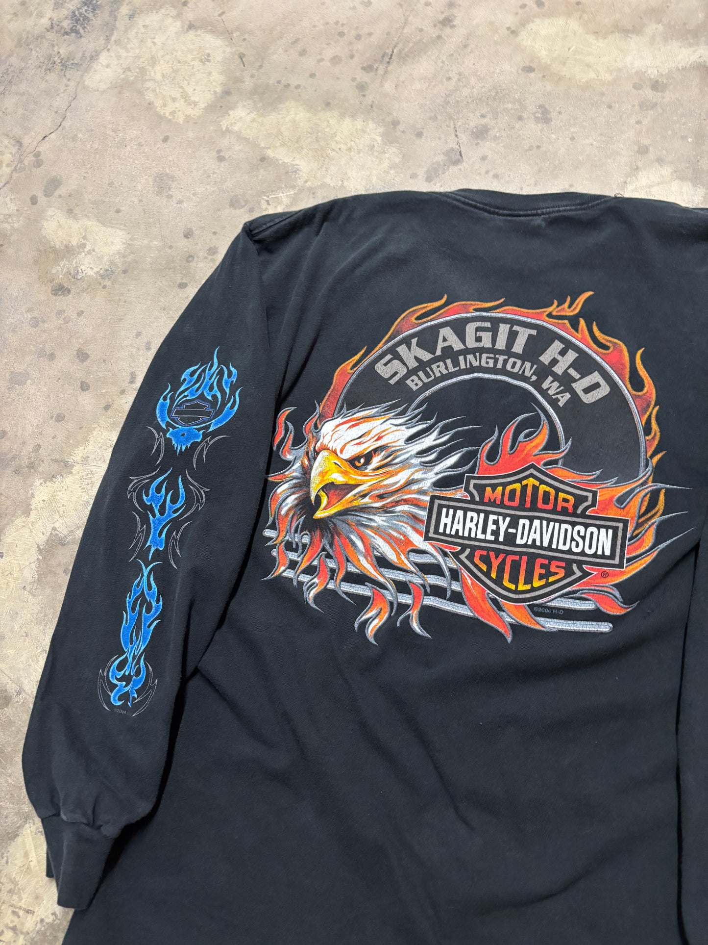 Vintage Harley Davidson Blue Flame Skull shirt size large