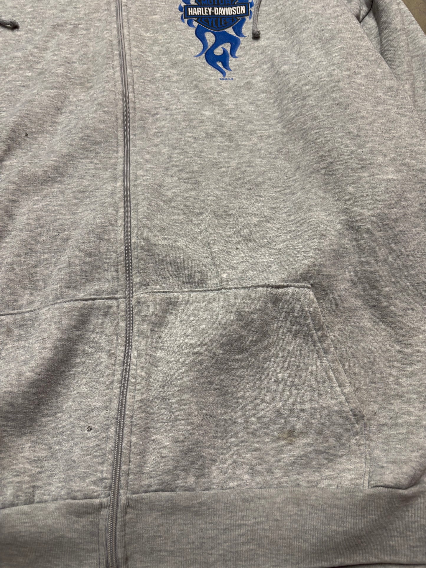 Vintage Harley Davidson Blue Flame zip up hoodie size XXXL