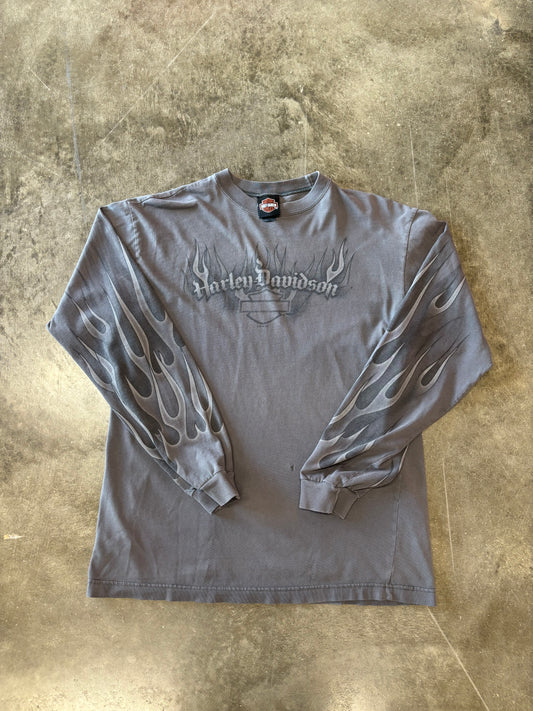 Vintage Harley Davidson Grey flame shirt size medium