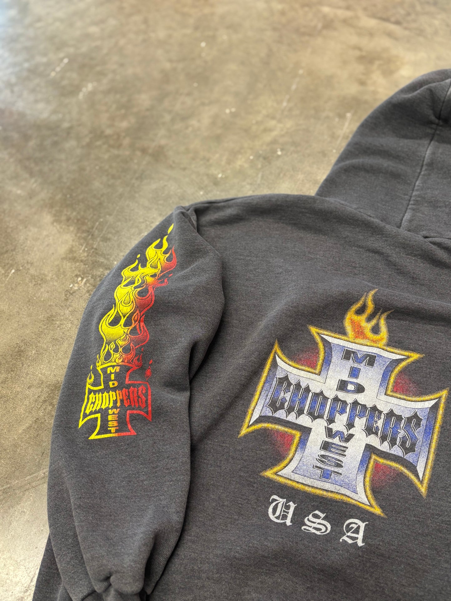 Vintage Midwest choppers flame hoodie size xL