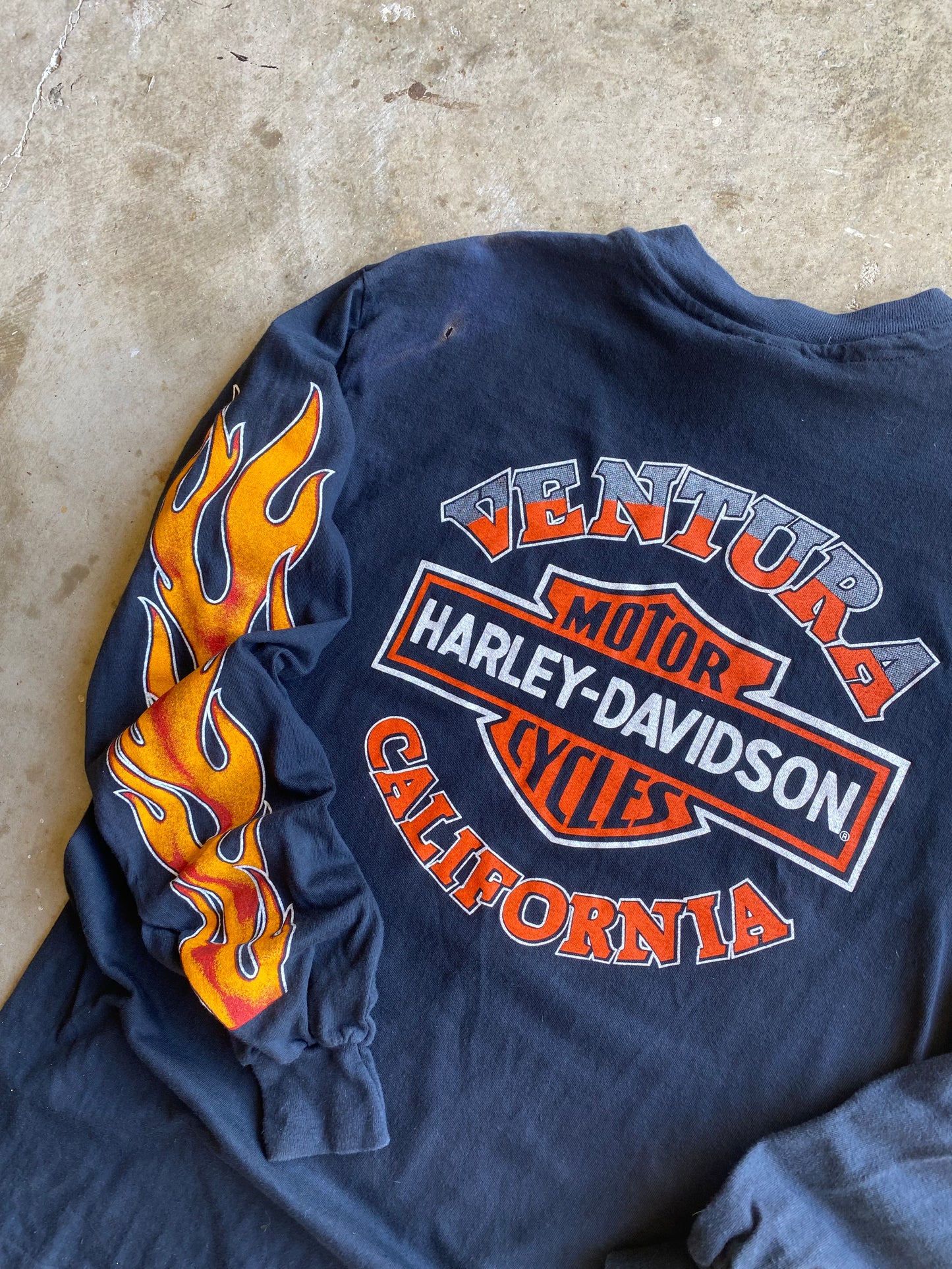 Vintage Harley Davidson 80’s Flame ball long sleeve shirt size large