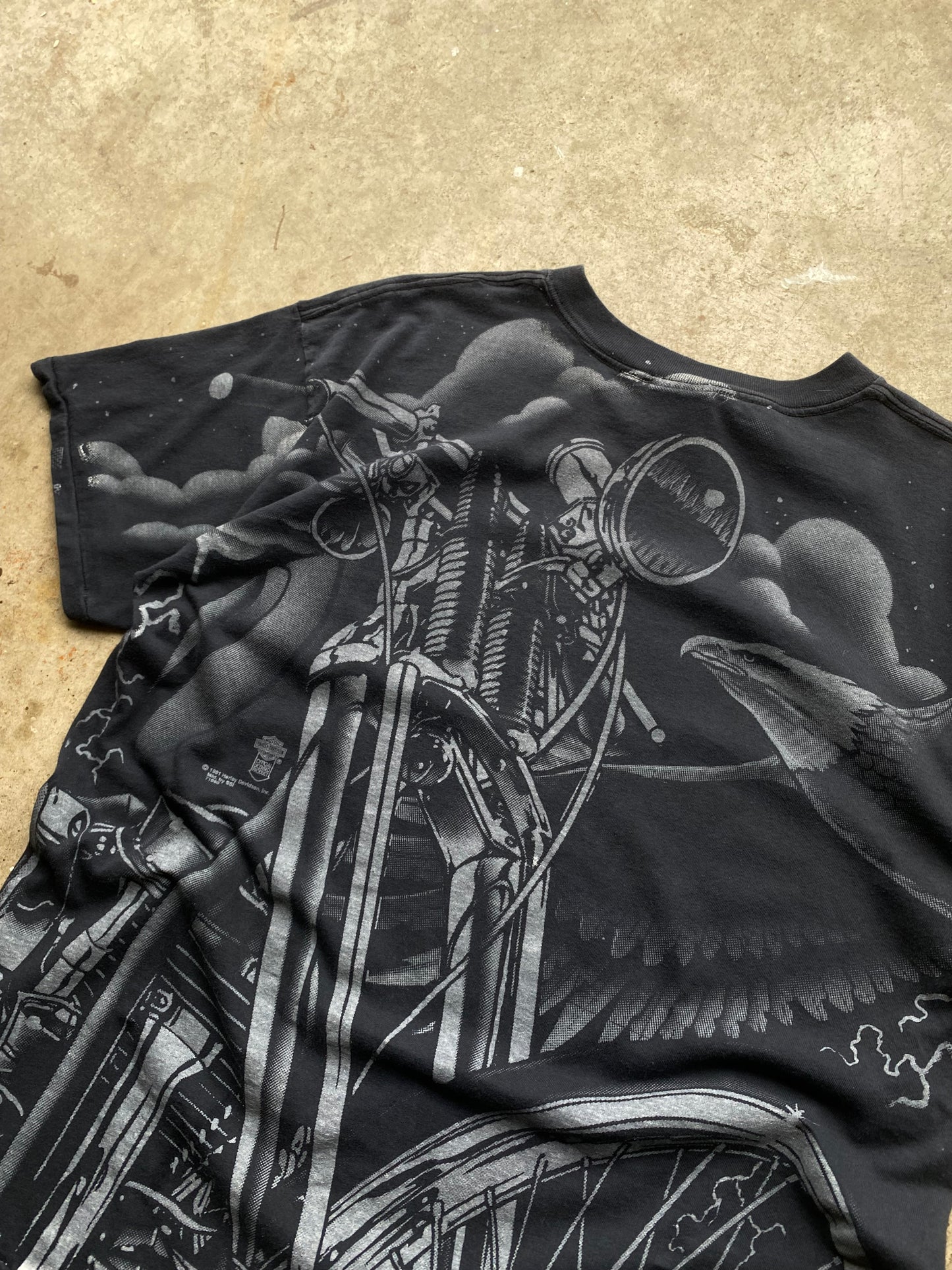Vintage Harley Davidson All over Print Bike shirt size extra large
