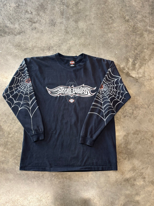 Vintage Harley Davidson spiderweb long sleeve size xl