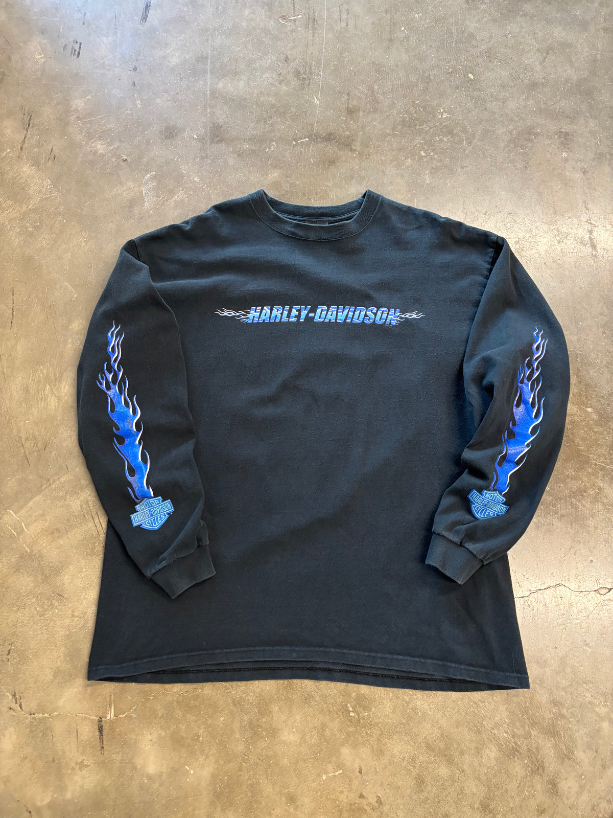 Vintage Harley Davidson blue flame long sleeve size xxl