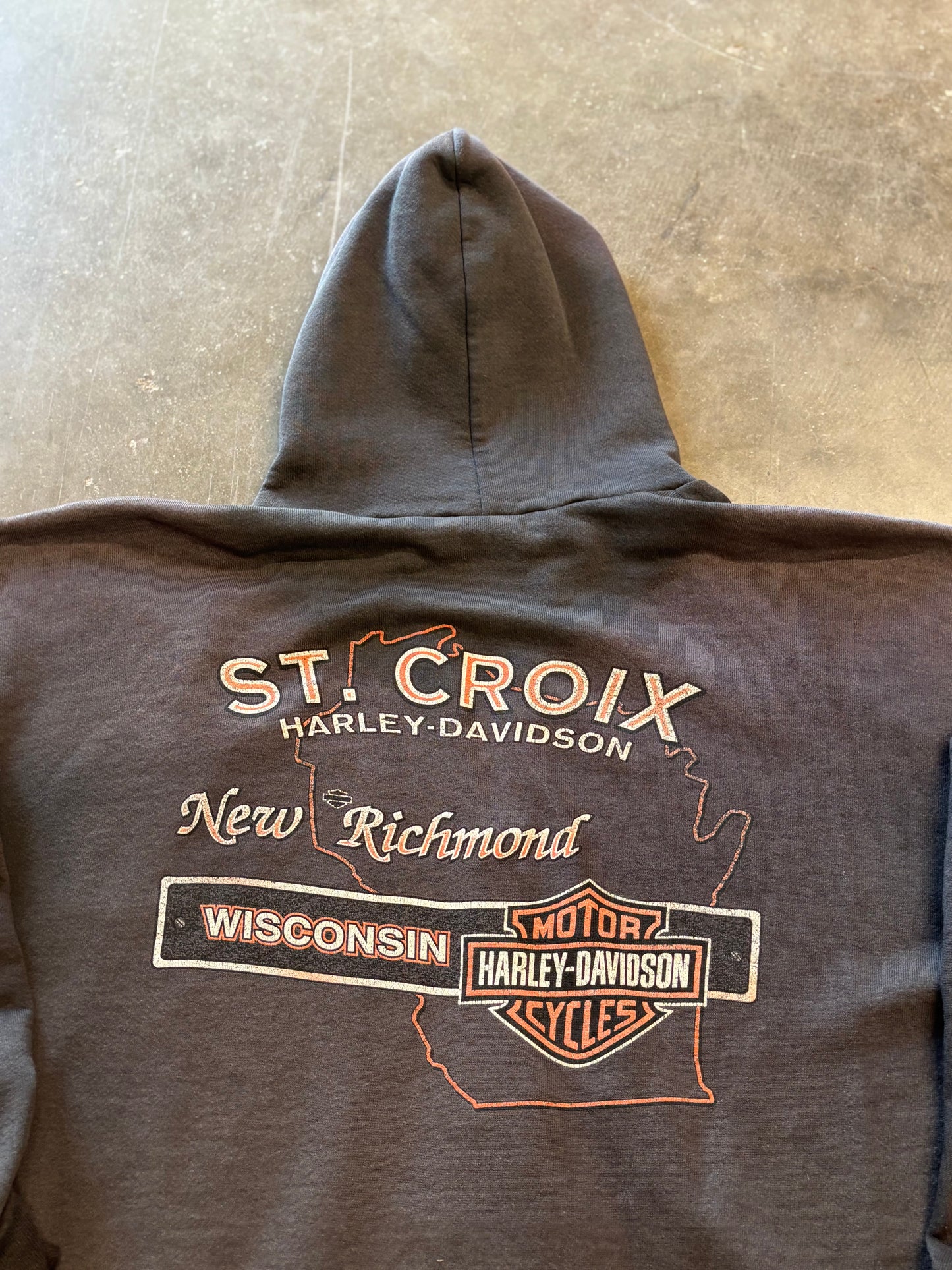 Vintage Faded and Thrashed Harley Davidson Zip Up Size xxxl