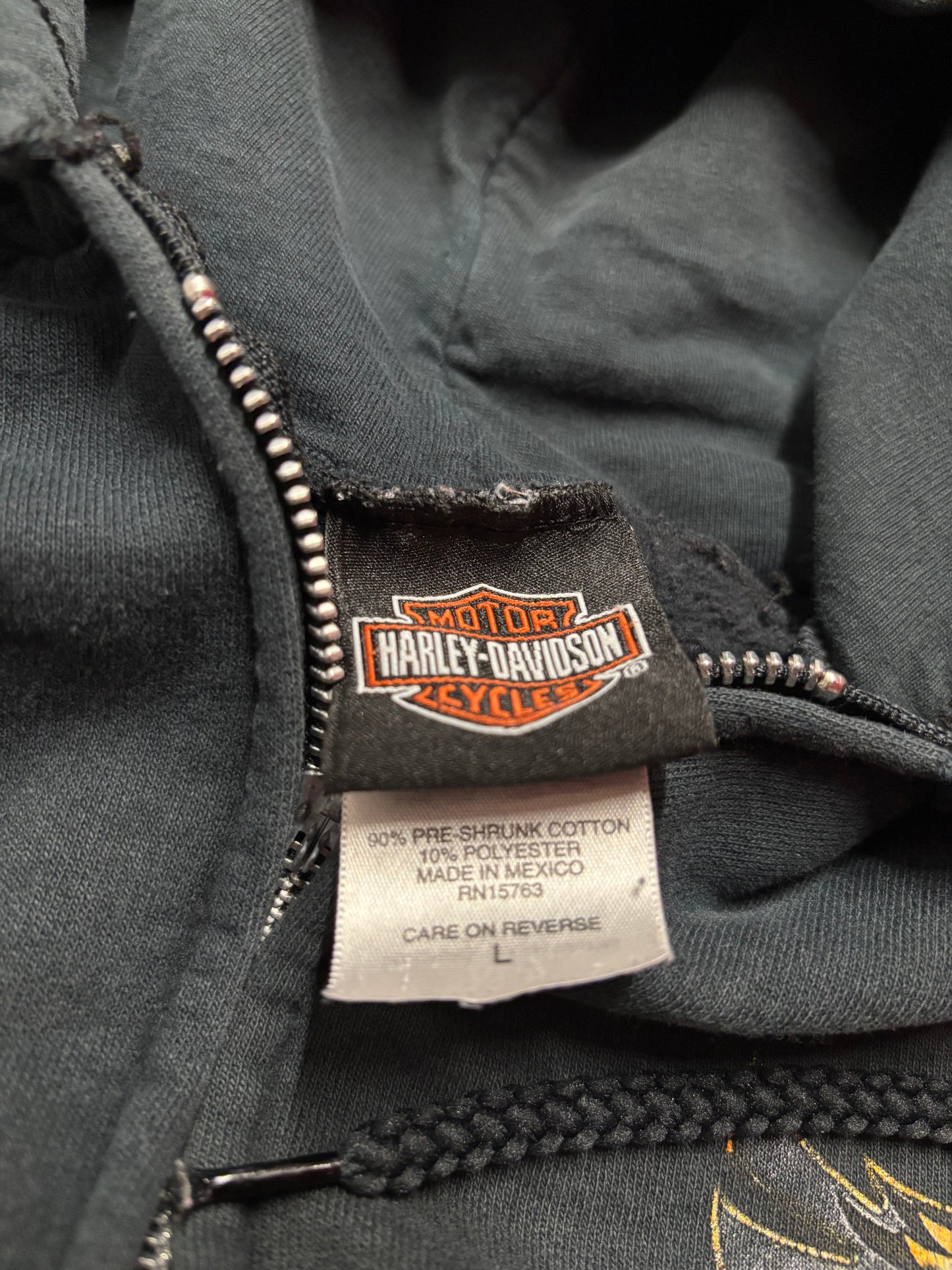 Vintage Harley Davidson flame sleeve zip up hoodie size large