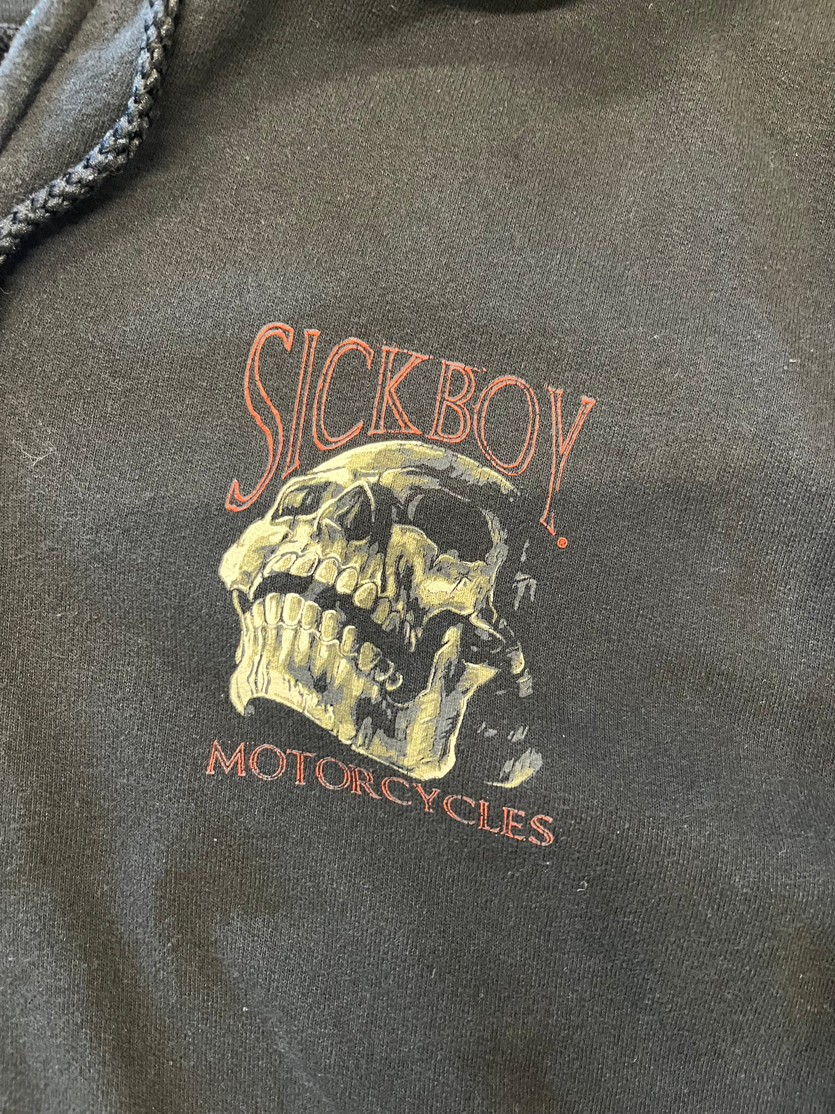 Sick boy motorcycles skullpile zip up hoodie size extra large