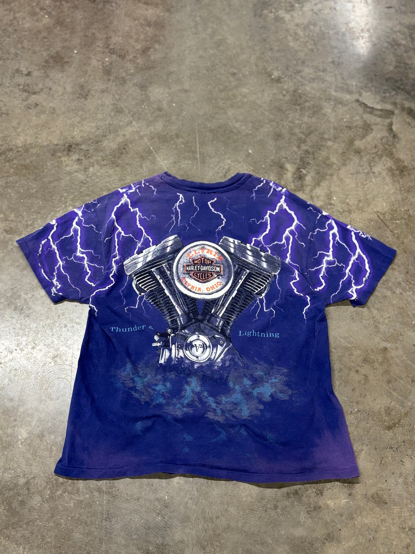 Vintage Harley Davidson Purple Lightning AOP shirt size xl