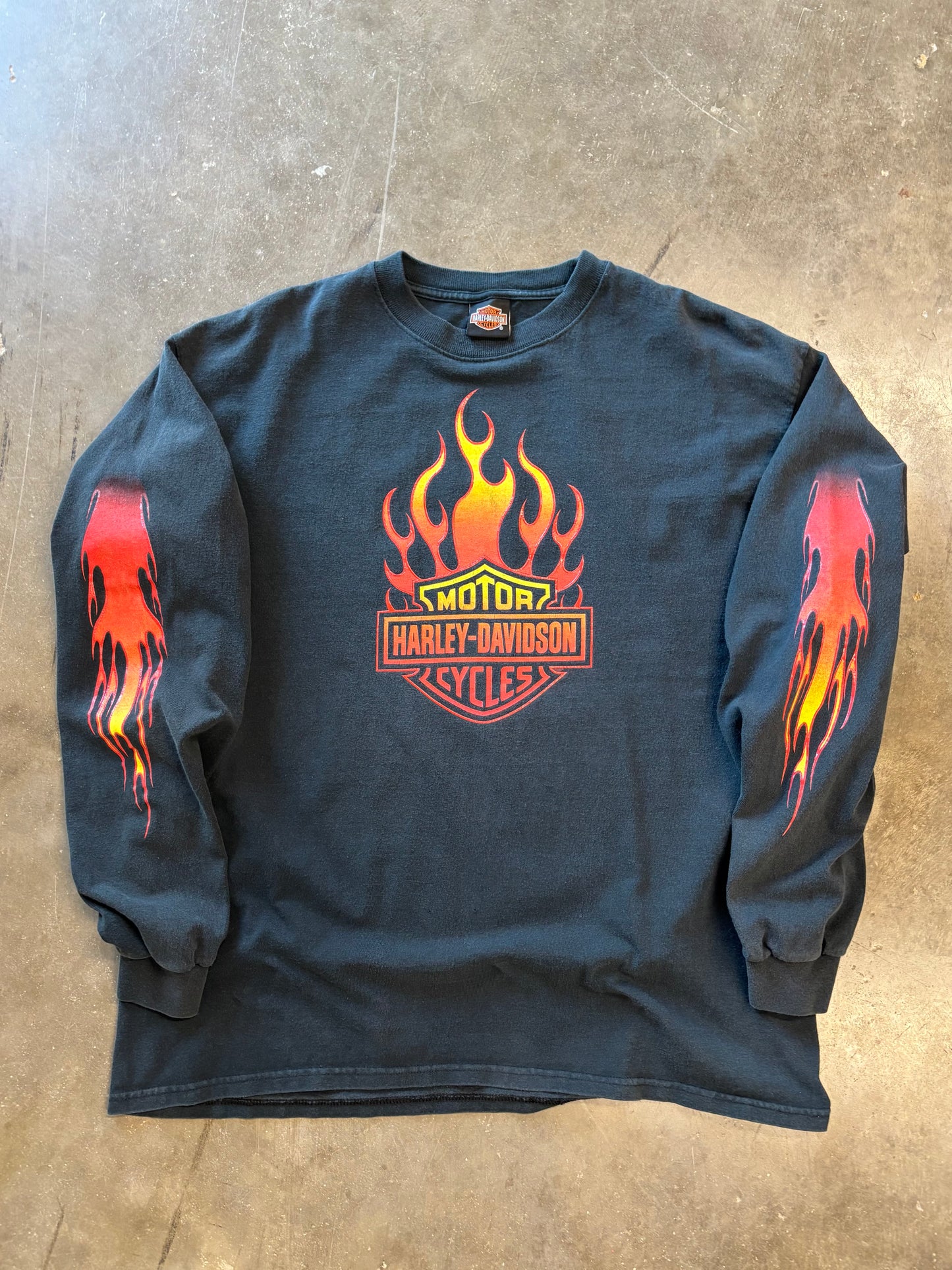 Vintage Harley Davidson Red flame long sleeve size xl