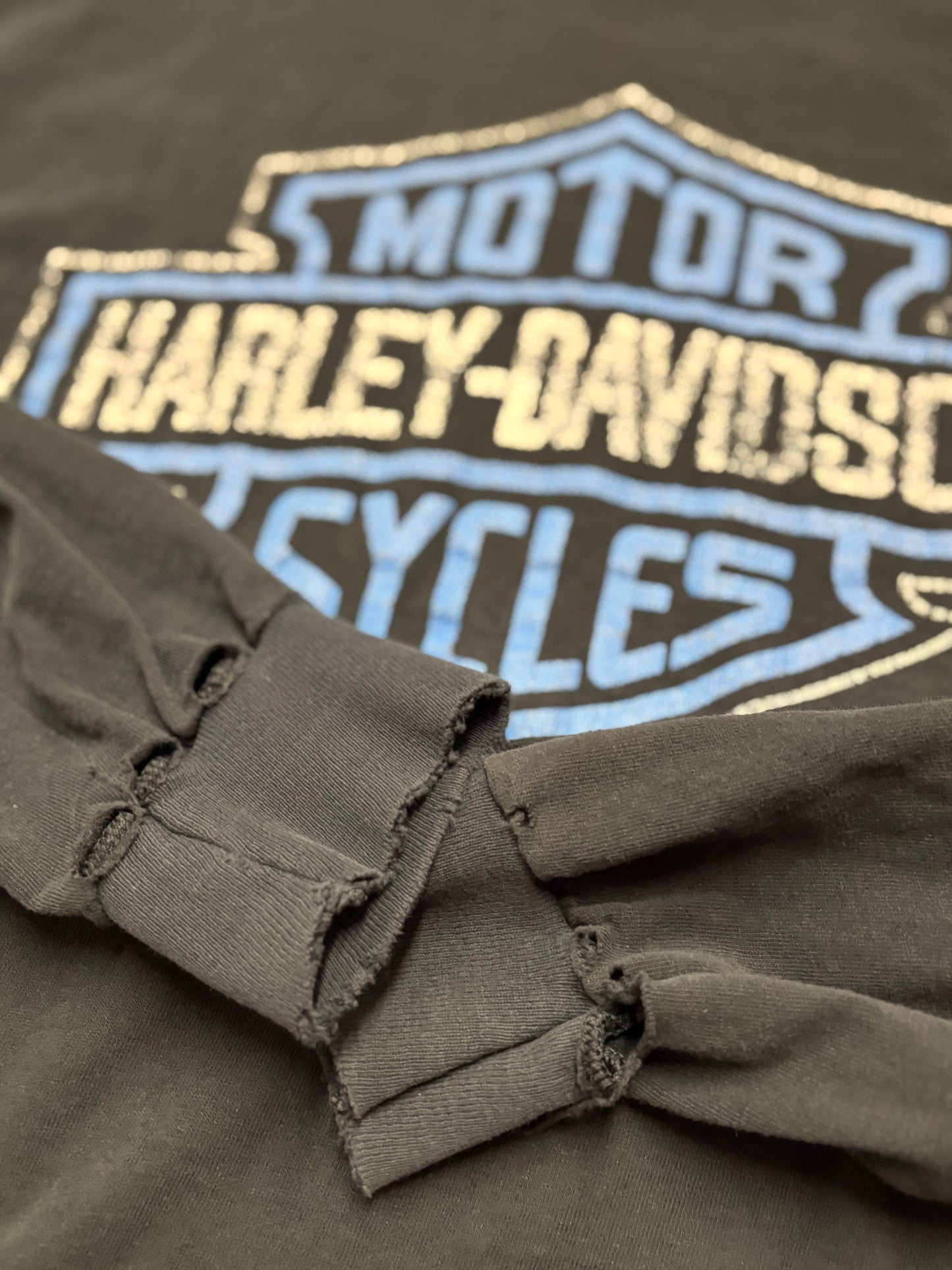 Vintage Harley Davidson Blue Shield Long sleeve distressed size XL