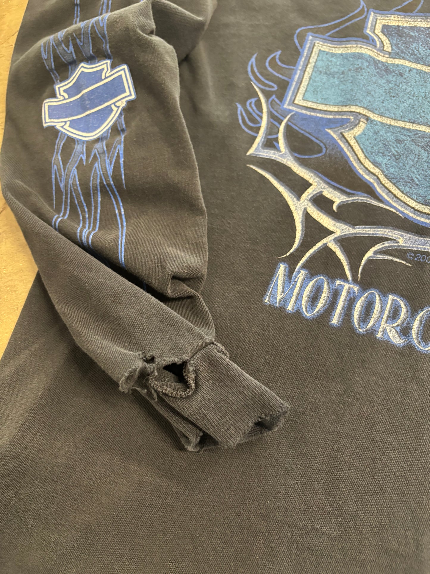 Vintage Harley Davidson Blue Flame long sleeve size medium