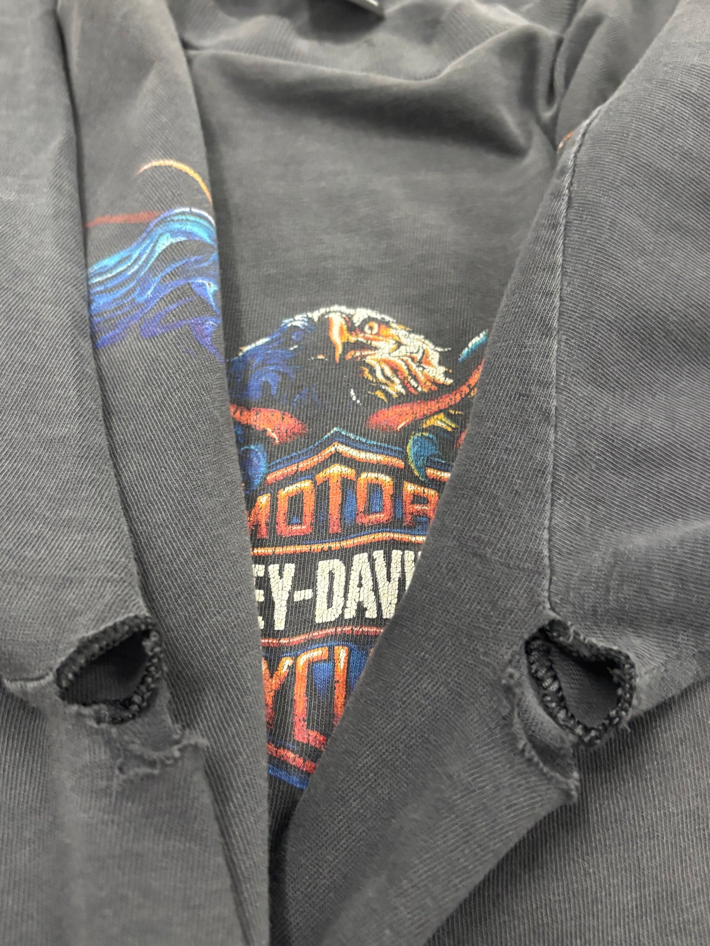 Vintage Thrashed and Faded out Harley Long sleeve flaming eagle size xl shirt
