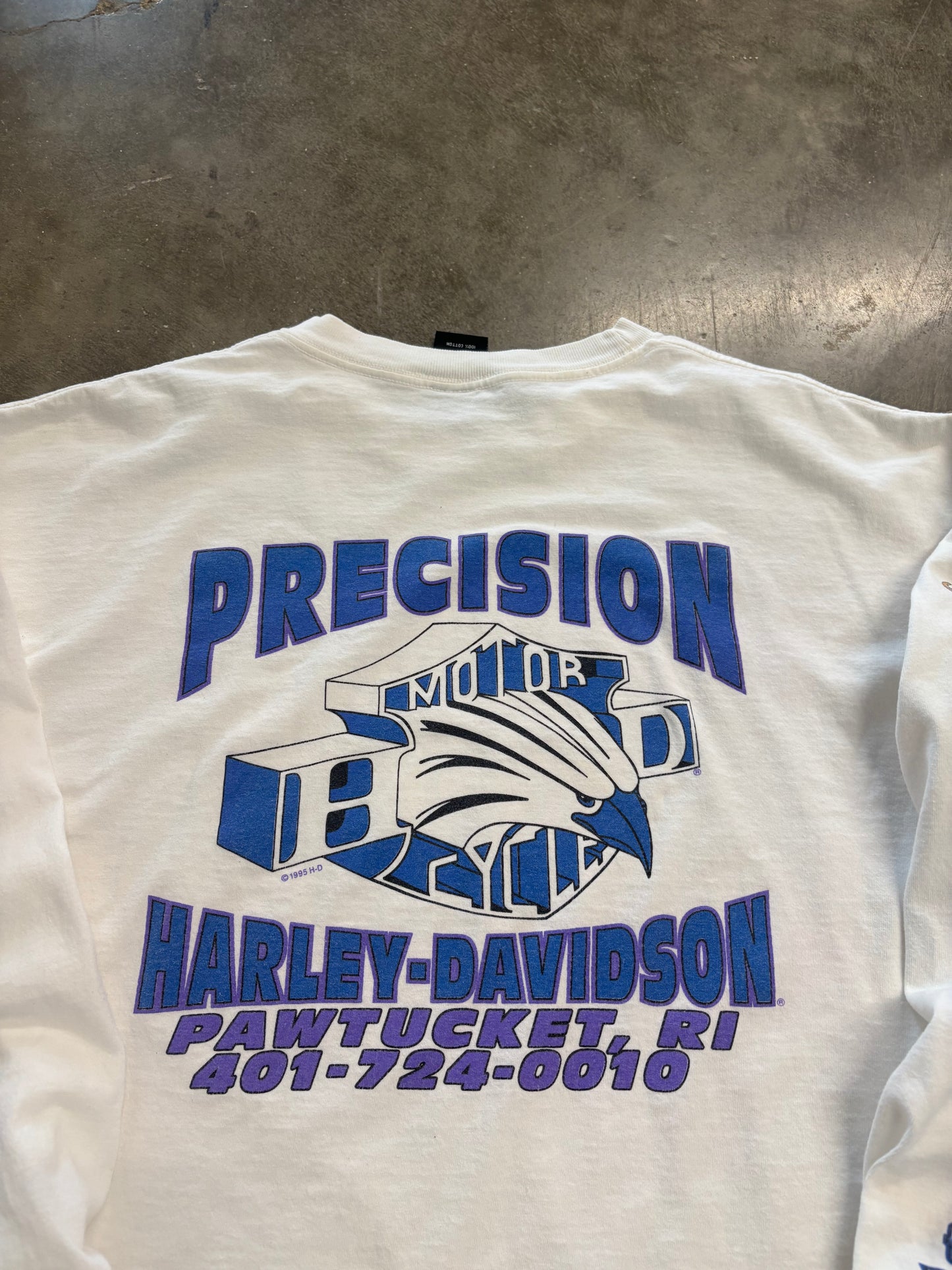 Vintage Harley Davidson white cattle long sleeve size xl