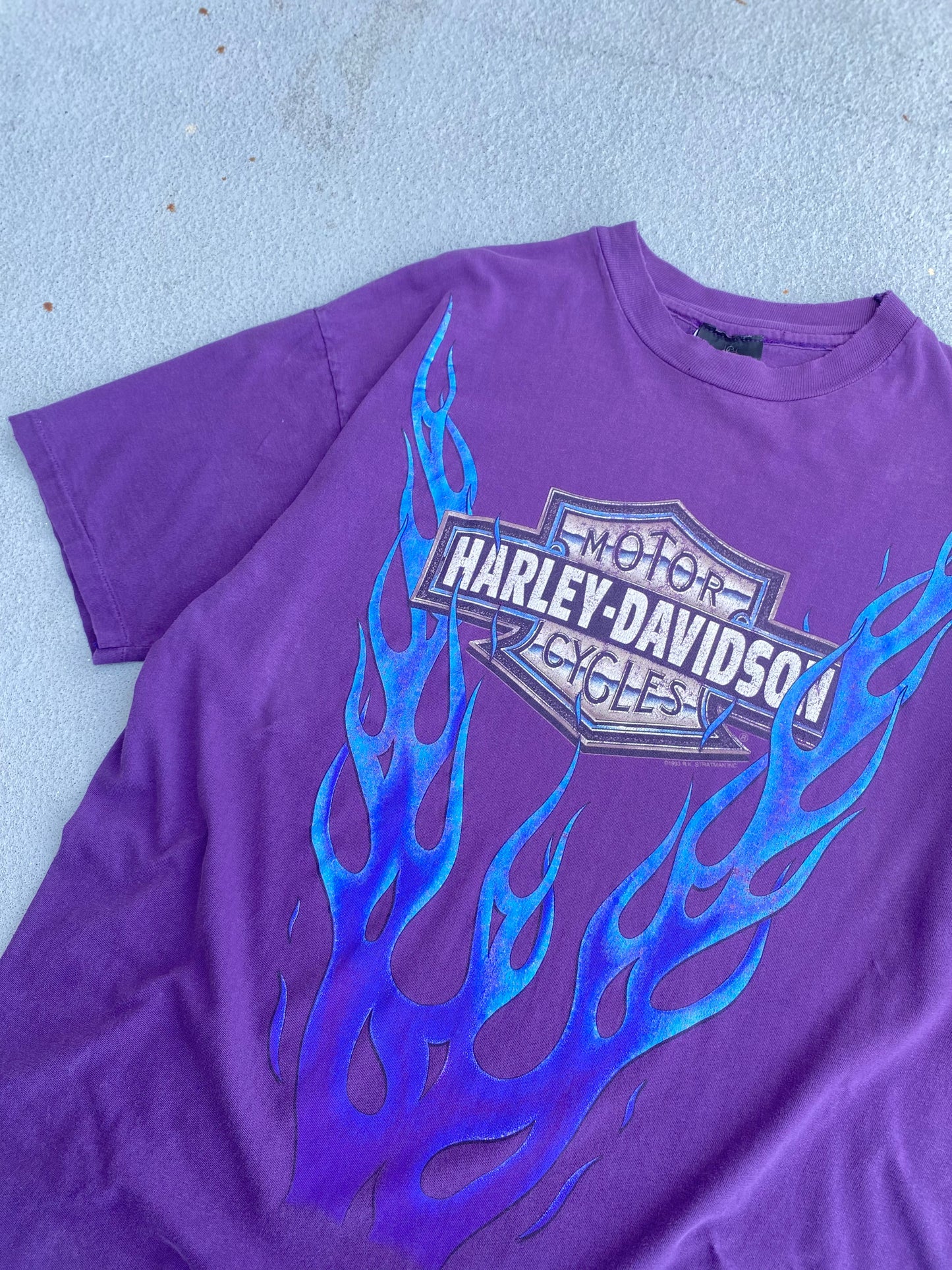 Vintage Harley Rising blue flame purple variant size XL