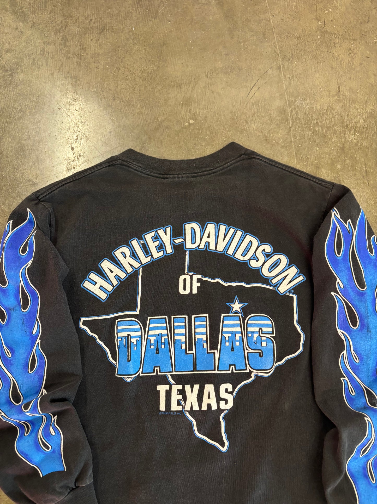 Vintage Harley Davidson Blue Flame shirt size large