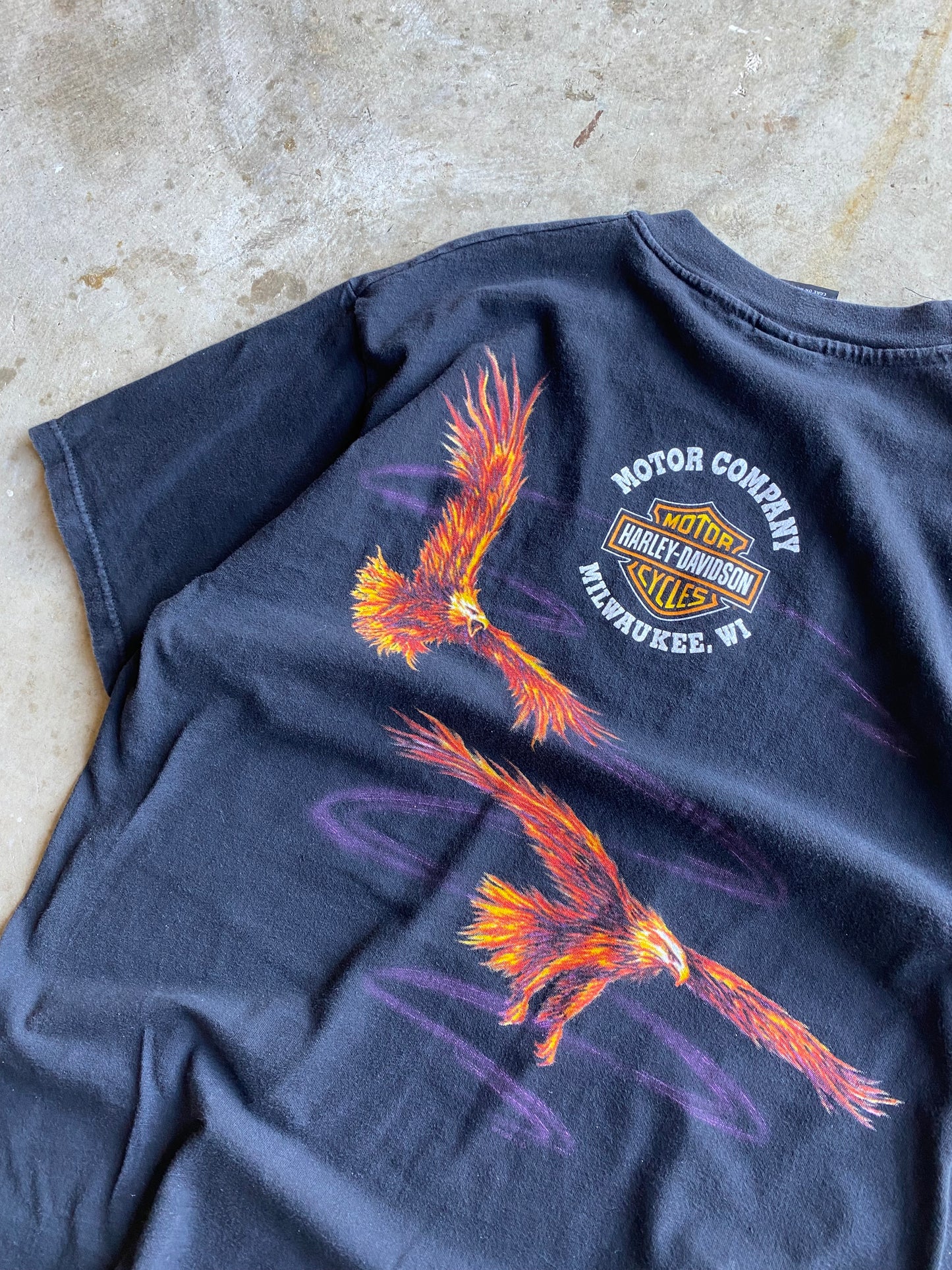 Vintage Harley Davidson Flaming Eagle AOP Size Large