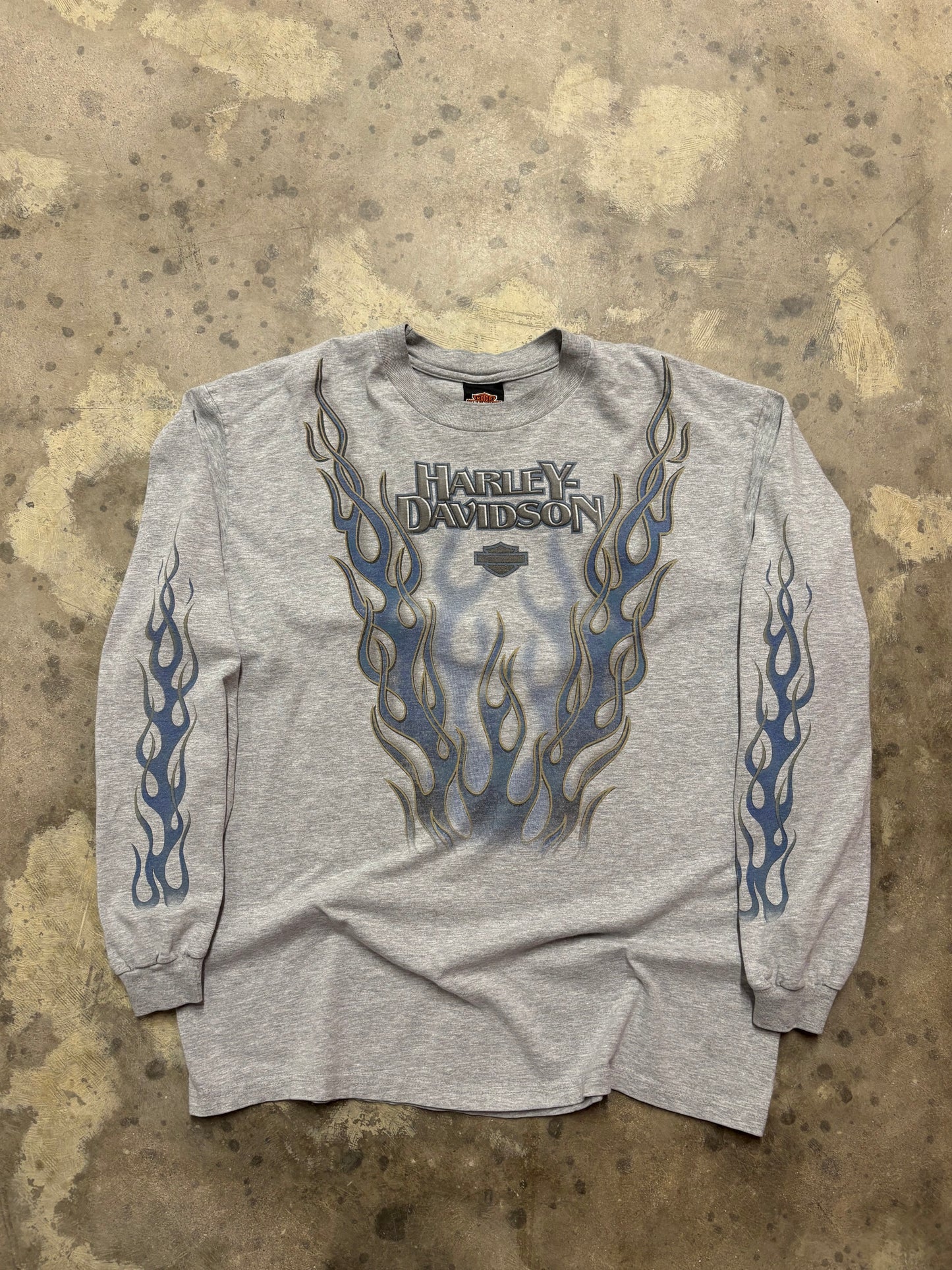 Vintage Harley Davidson Rising Blue Flame longsleeve shirt size XL