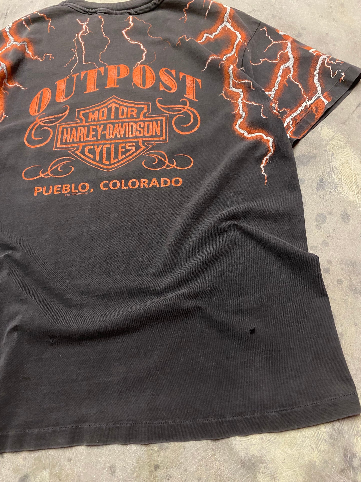Vintage Harley Davidson Lightning AOP shirt size large