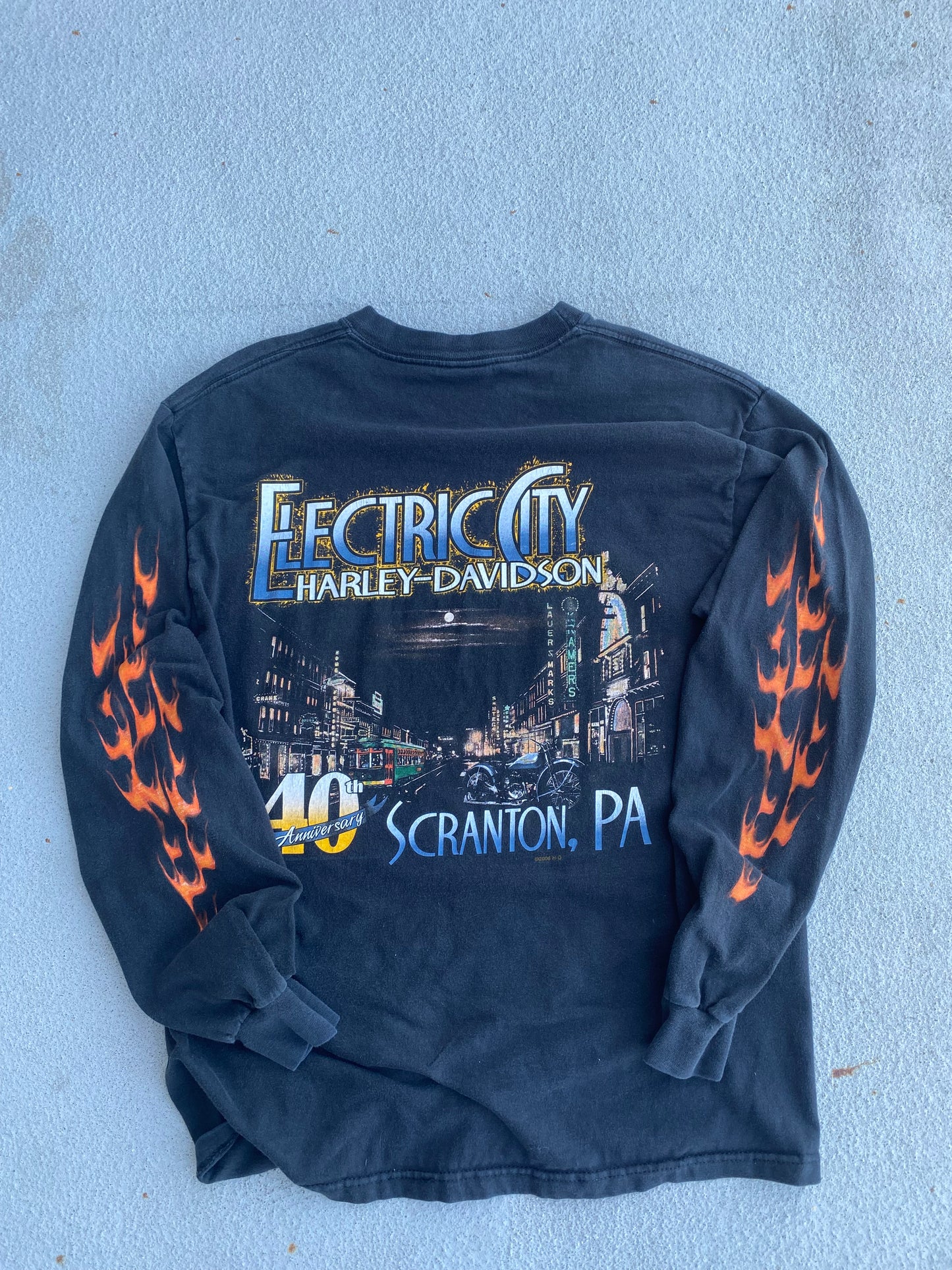 Harley Davidson Flaming Skull Electric city long sleeve size large