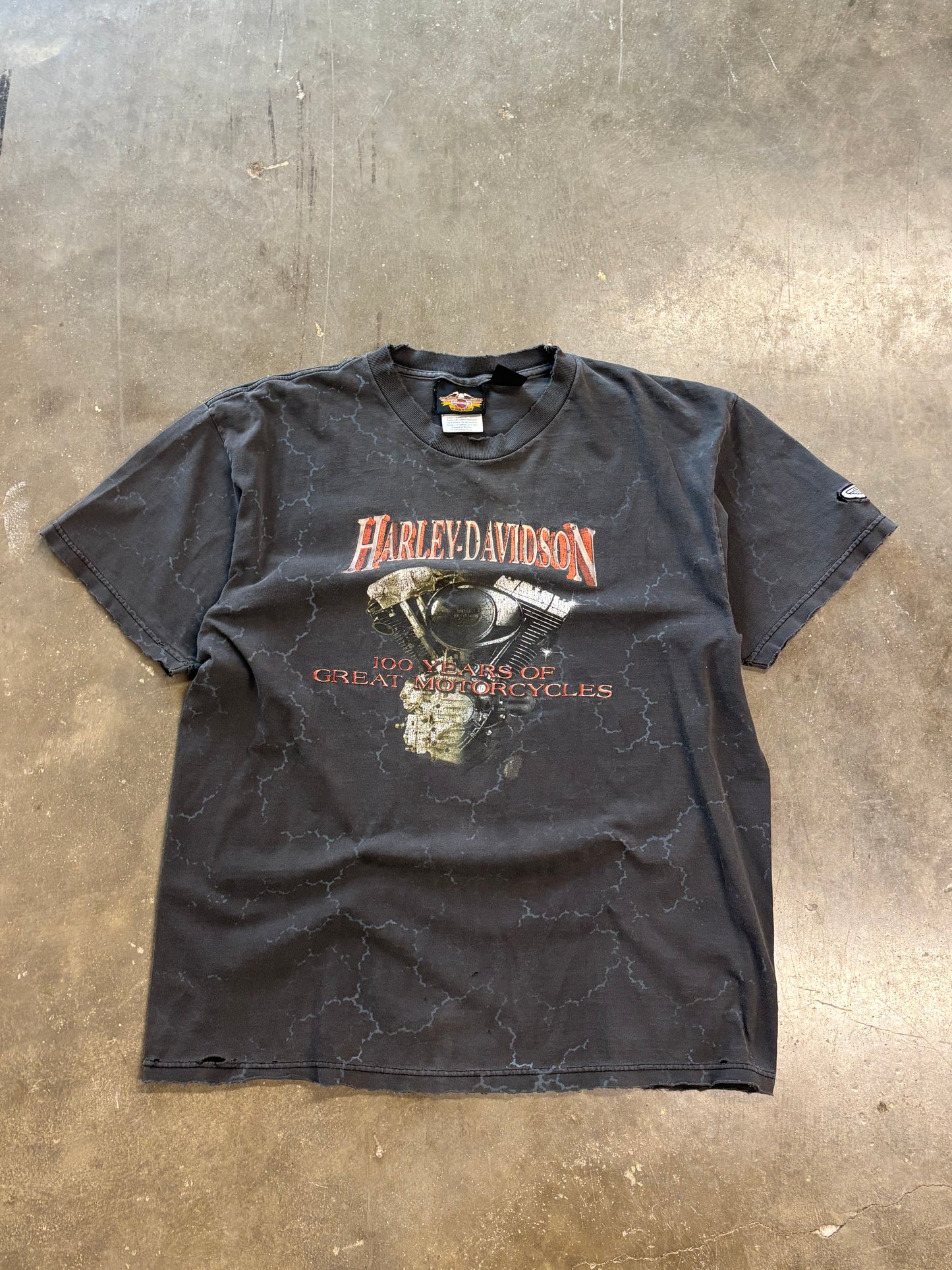 Vintage Harley Davidson engine lightning aop shirt size large