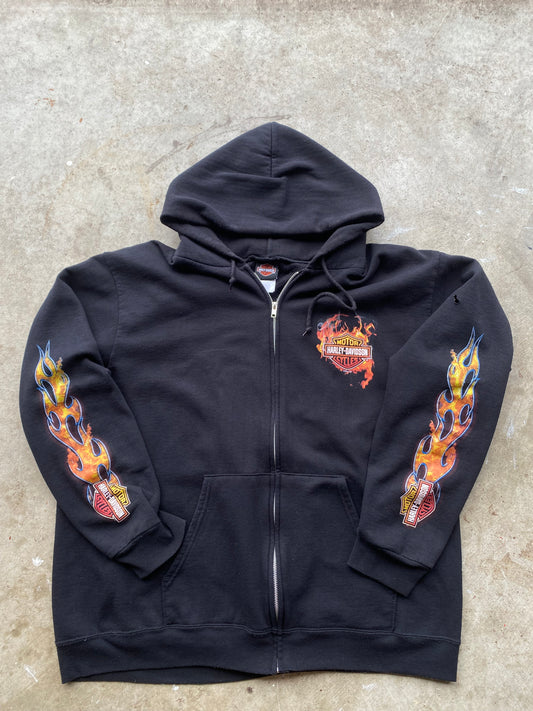 Harley Davidson flaming shield hoodie size extra large