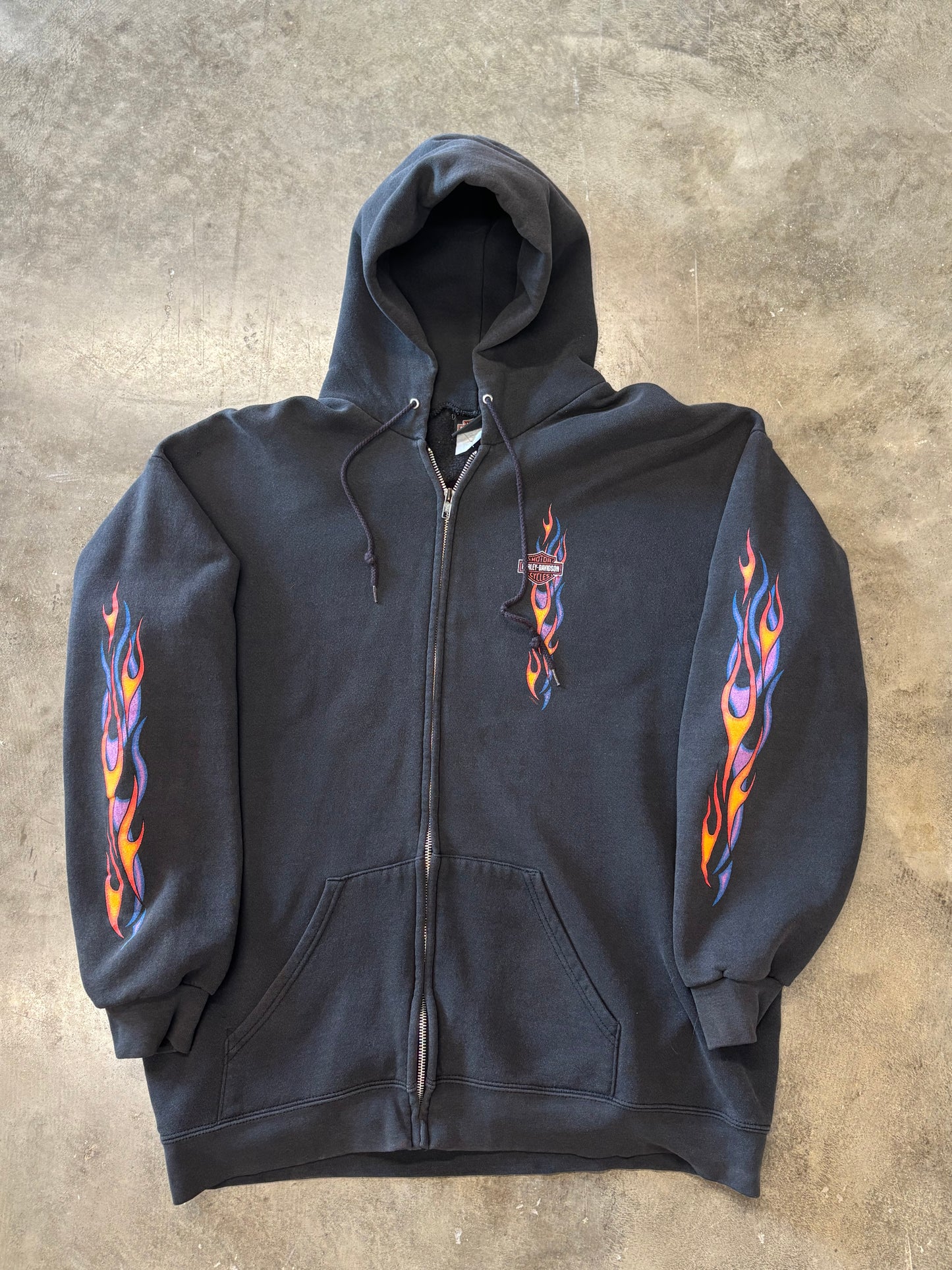 Vintage Harley Davidson flame zip up long sleeve size XL