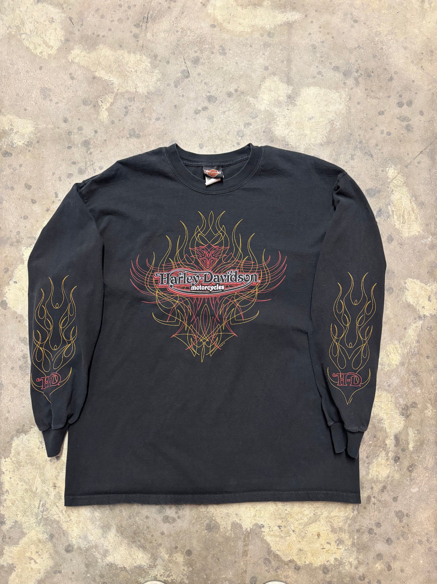 Vintage Harley Davidson yellow string flame shirt size XL